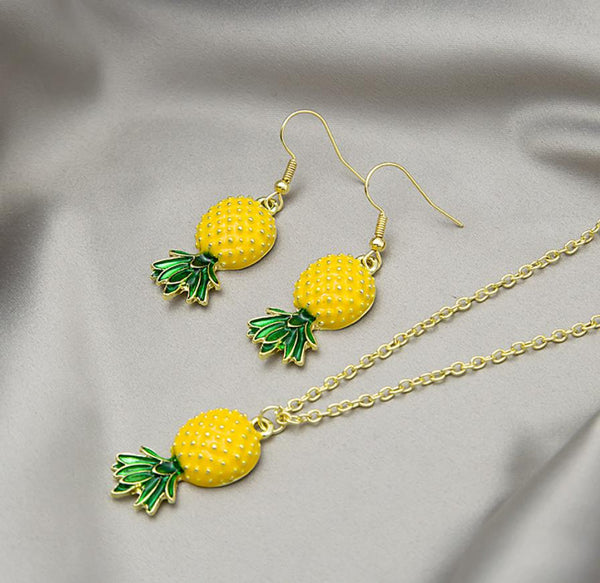 Upside Down Pineapple Pendant Necklace and Matching Earrings