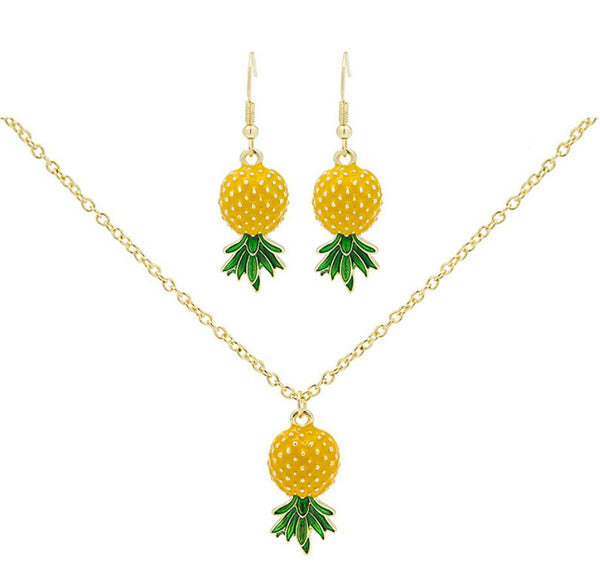 Upside Down Pineapple Pendant Necklace and Matching Earrings