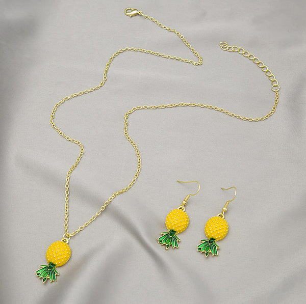 Upside Down Pineapple Pendant Necklace and Matching Earrings