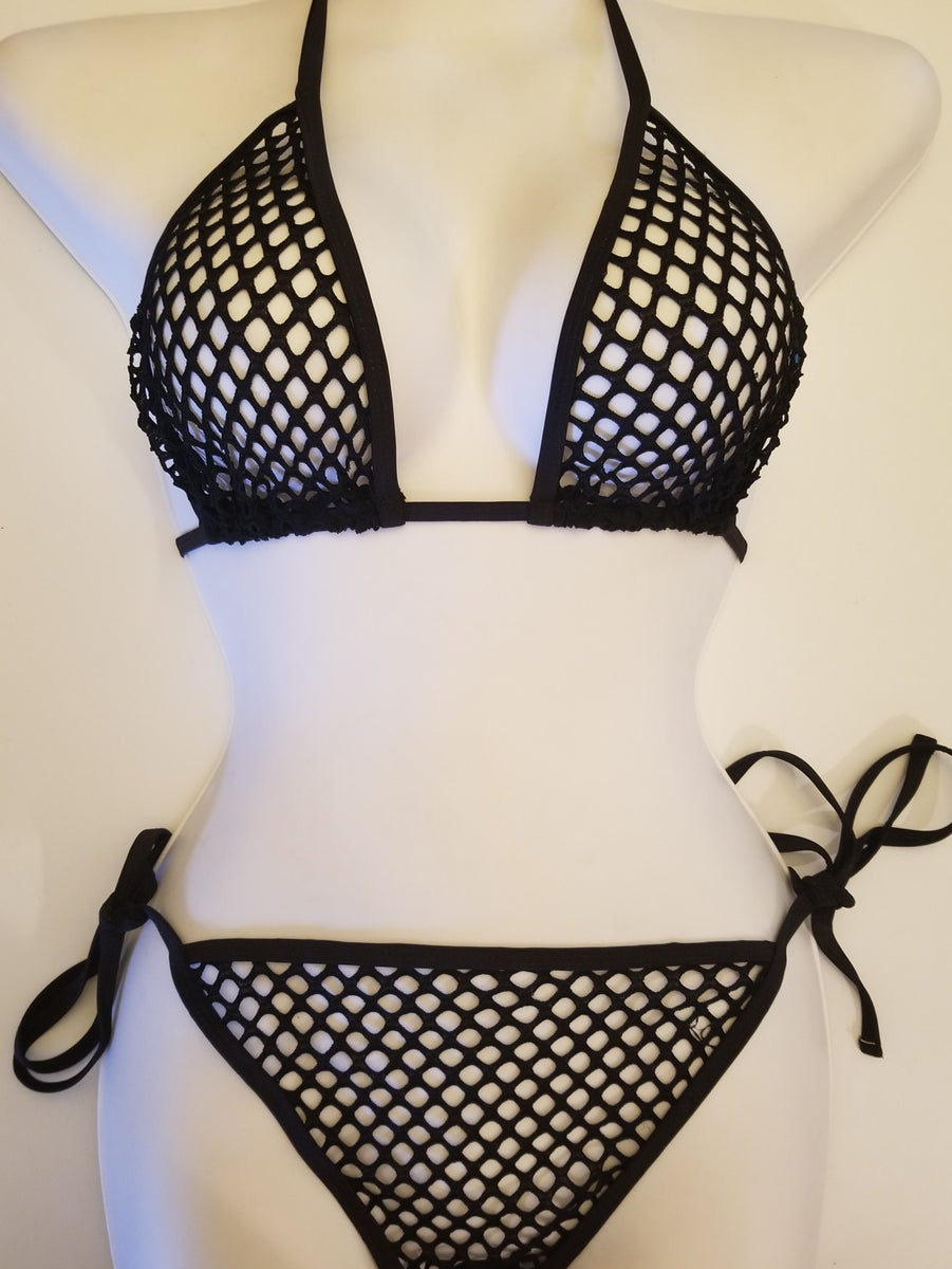 Black Fishnet Sheer Bikini Set