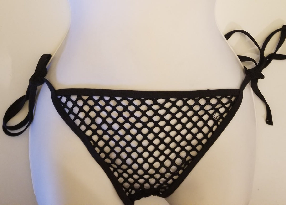 exppicit fish net bikini Black Fishnet Sheer Bikini Set