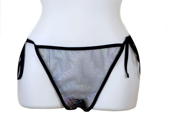 Black Sheer Shimmer Bikini Bottoms