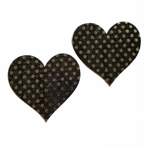 Embellished Heart Glitter Pasties - 7 Color Options