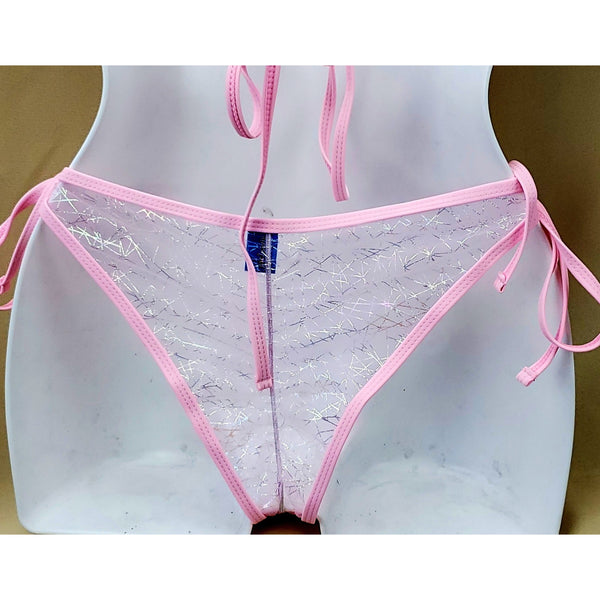Pink Sheer Shimmer Bikini Bottoms