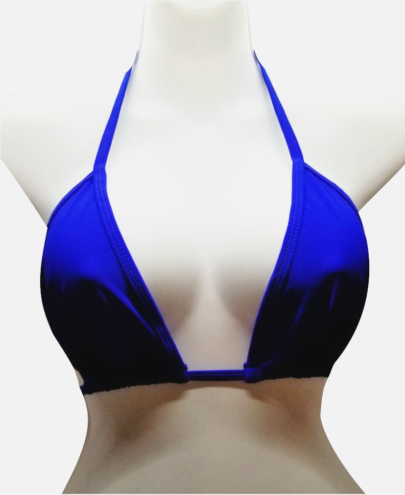 Not-sheer Bikini Top Blue Solid Fabric Sheerswim