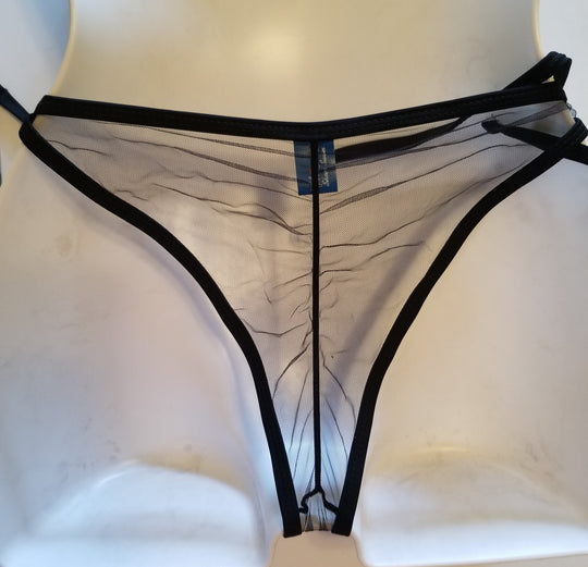Sheer Black Bikini Bottoms - Tie Strings