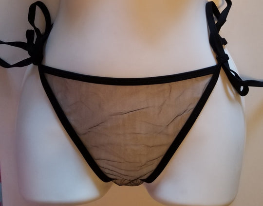 Sheer Black Bikini Bottoms - Tie Strings