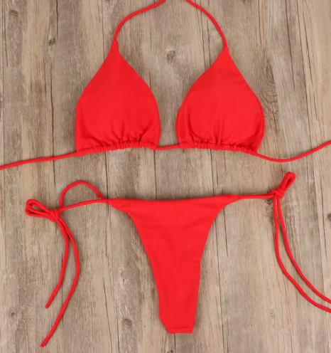 Thong Padded Top Bikini Red Bikini One Size