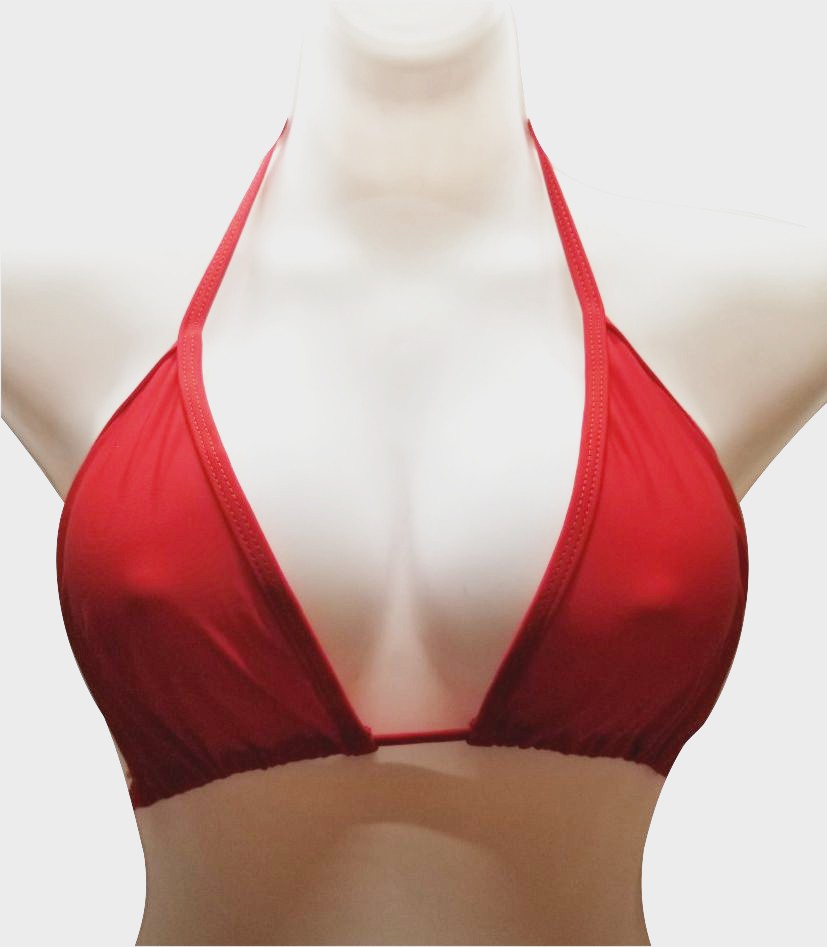 Not-sheer Bikini Top Red Solid Fabric Sheerswim