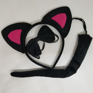 Black Cat with Pink Ear Adult Costume