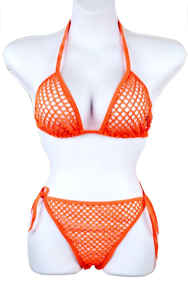 Orange Fishnet Bikini Set SheerSwim