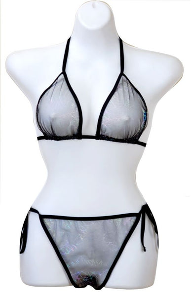 Black Sheer Shimmer Bikini Set Sheerswim