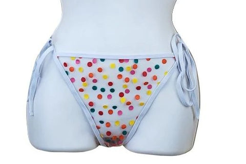 Polka Dot White Sheer Bikini Bottoms