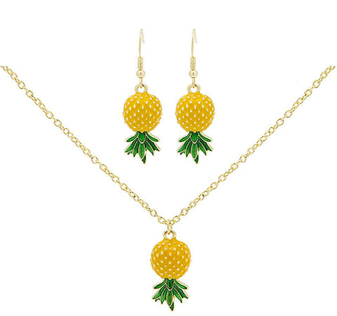 Upside Down Pineapple Alternative Lifestyle Pendant Necklace with Chain and Matching Earrings