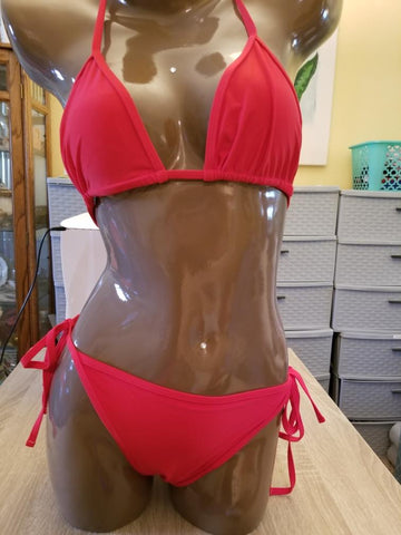 Not-sheer Red Solid Fabric Sheerswim Sexy Woman's Bikini Set