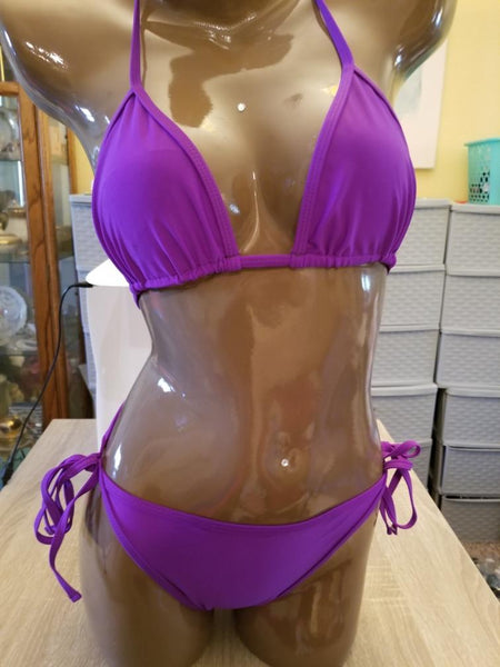 Not-sheer Solid Purple Sexy Woman's Bikini Set