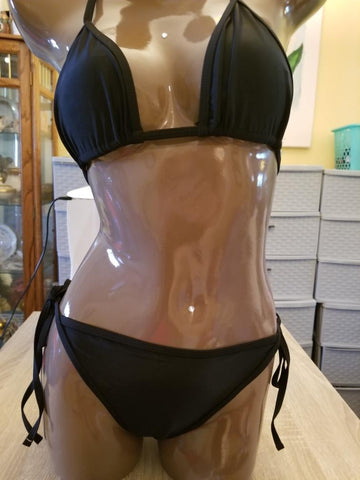 Not-sheer Black Solid Fabric Sheerswim Sexy Woman's Bikini Set