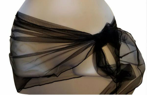 Sheerswim Black Sheer Sarong & Marilyn Embellished Mesh Bikini Top