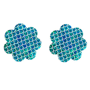 Blue Multi Colored Shimmer Pasties Embellished