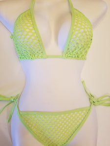 Neon Green Fishnet Sheer Bikini Set by Sheerswim