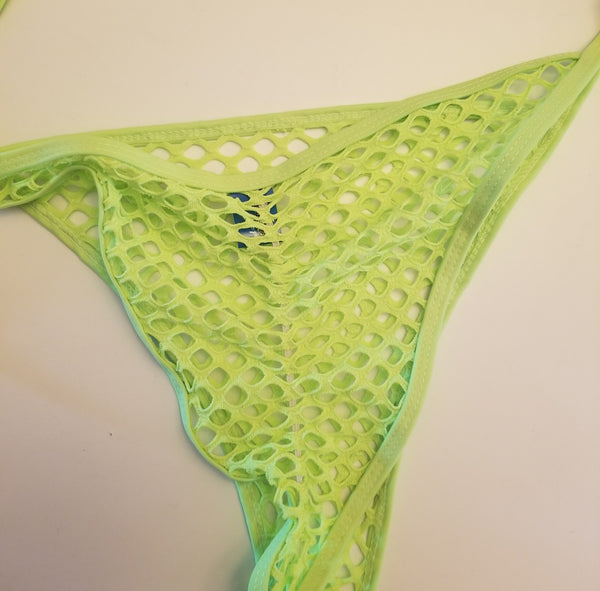 Neon Green Fishnet Sheer Bikini Bottoms