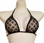 Sheer Swim Black Embellished Sheer Bikini Top