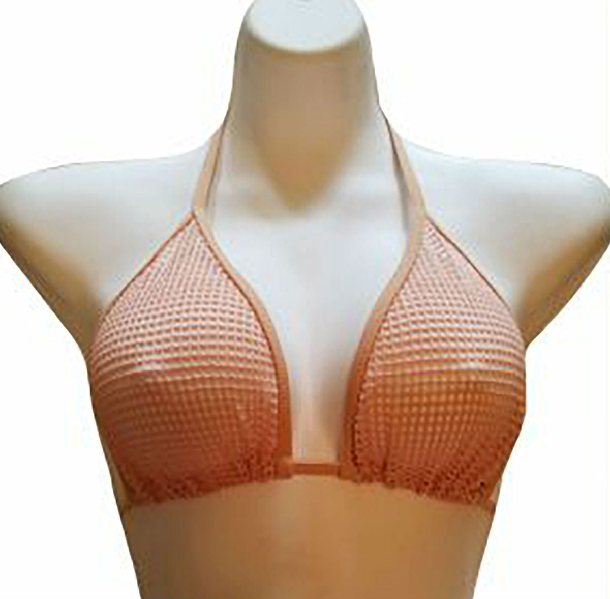 Sheer Swim Nude Fishnet Sheer Bikini Top Small Knitted