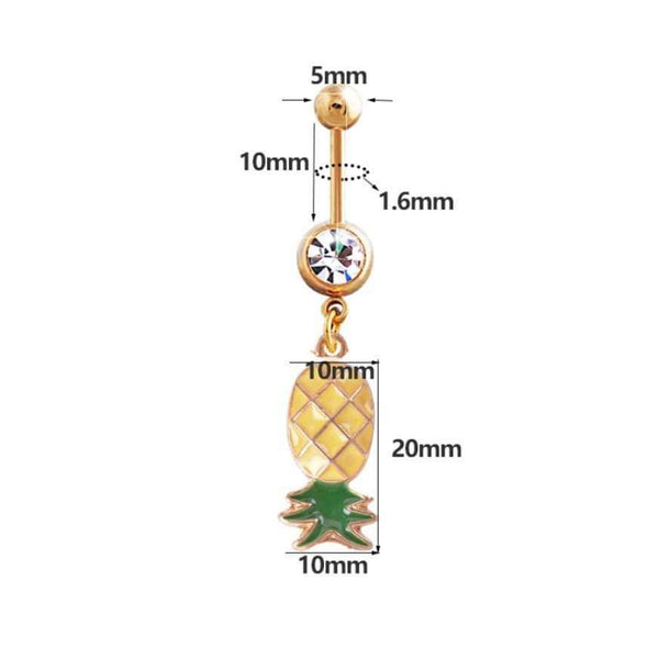 Upside Down Pineapple Dangle Belly Ring