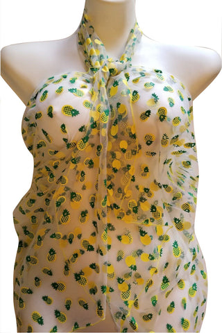 Upside Down Pineapple Sheer Full Body Sarong Cover-up