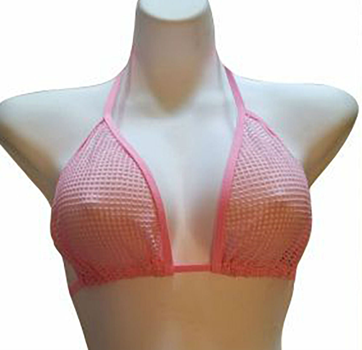 Sheer Swim Pink Fishnet Sheer Bikini Top Small Knitted