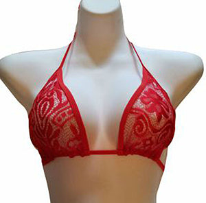 Sheer Swim Red Lace Sheer Bikini Top Lingerie