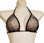 Sheer Swim Black Embellished Sexy Sheer Bikini Top Gold Stars