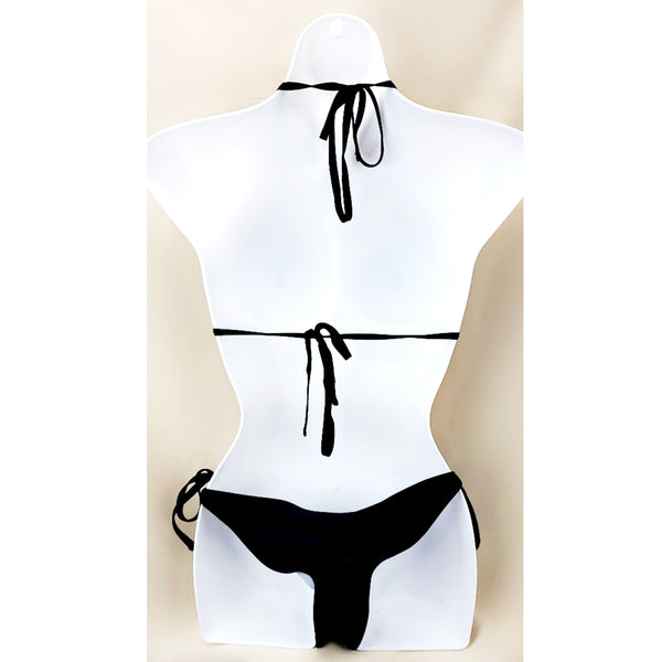 Black Sheer Lace Bikini Set Solid Bottoms Sheerswim
