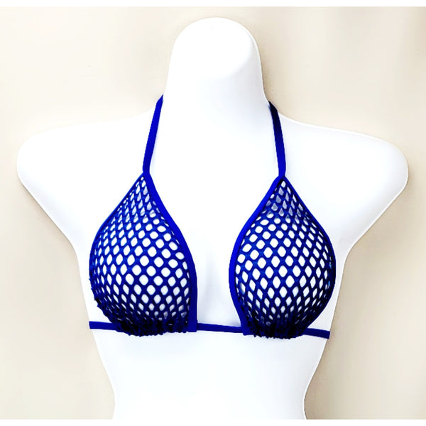 Royal Blue Fishnet Sheer Bikini Top Sheerswim