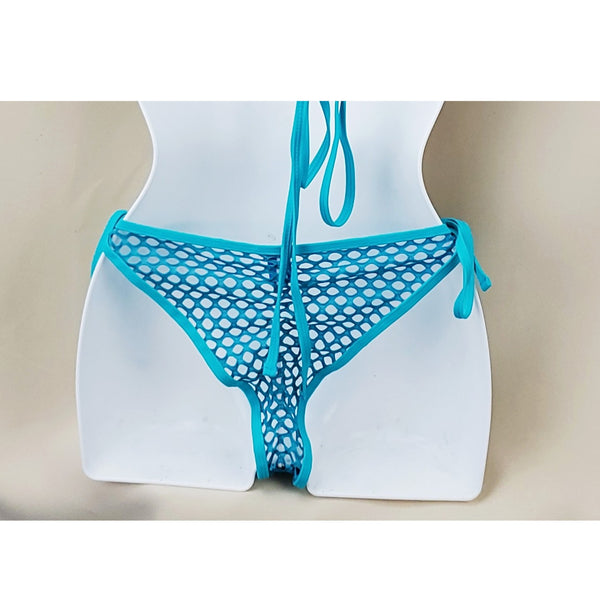Turquiose Fishnet Sheer Bikini Bottoms
