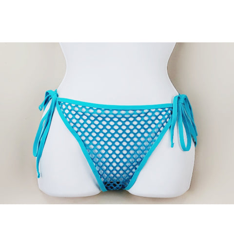 Turquiose Fishnet Sheer Bikini Bottoms