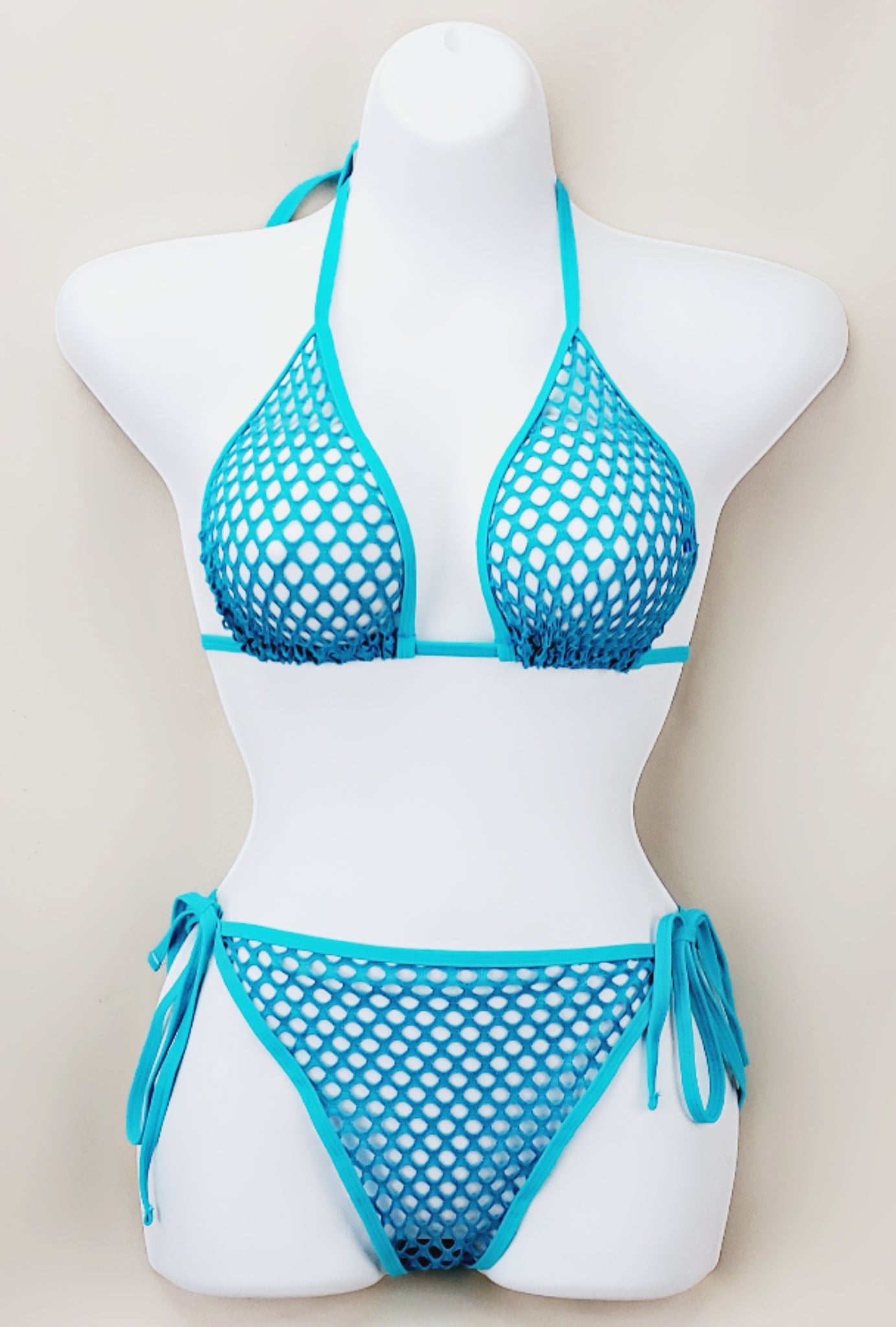 Turquoise Fishnet Sheer Bikini Set Sheerswim