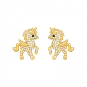 Unicorn Gold Embellished Stud Earrings