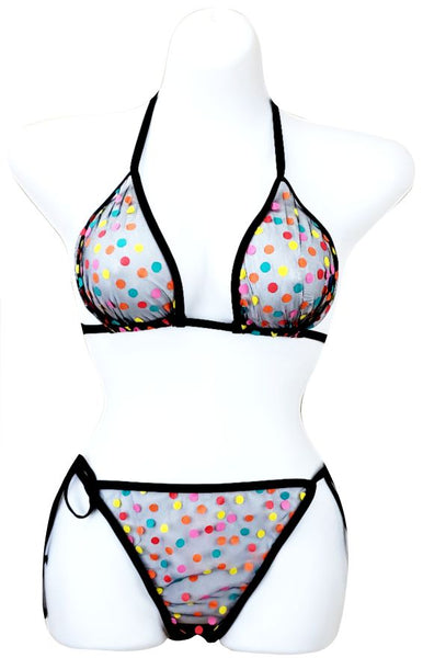 Black Sheer Polka Dot Bikini Set Sheerswim