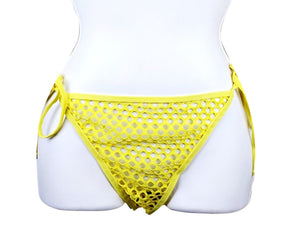 Yellow Fishnet Sheer Bikini Bottoms