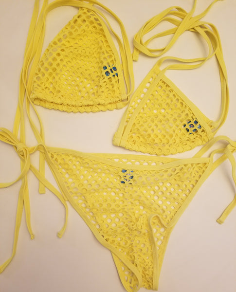 Yellow Fishnet Bikini Set SheerSwim